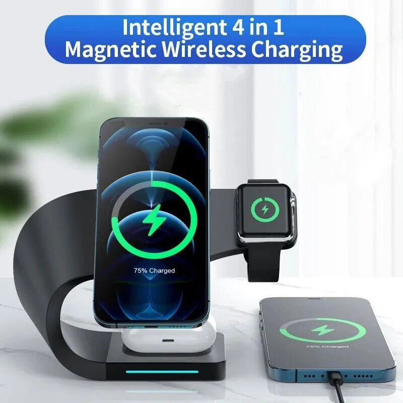 Magnetic Wireless Charging Station for iPhone, Apple Watch, and AirPods – Swift & Efficient Charging - DIAMOND Store