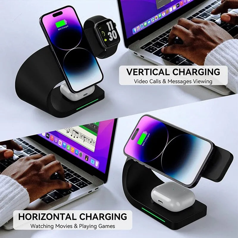 Magnetic Wireless Charging Station for iPhone, Apple Watch, and AirPods – Swift & Efficient Charging - DIAMOND Store