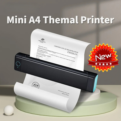 M08F A4 Paper Portable Thermal Printer – Inkless, Wireless, Bluetooth, Compact & Eco-Friendly