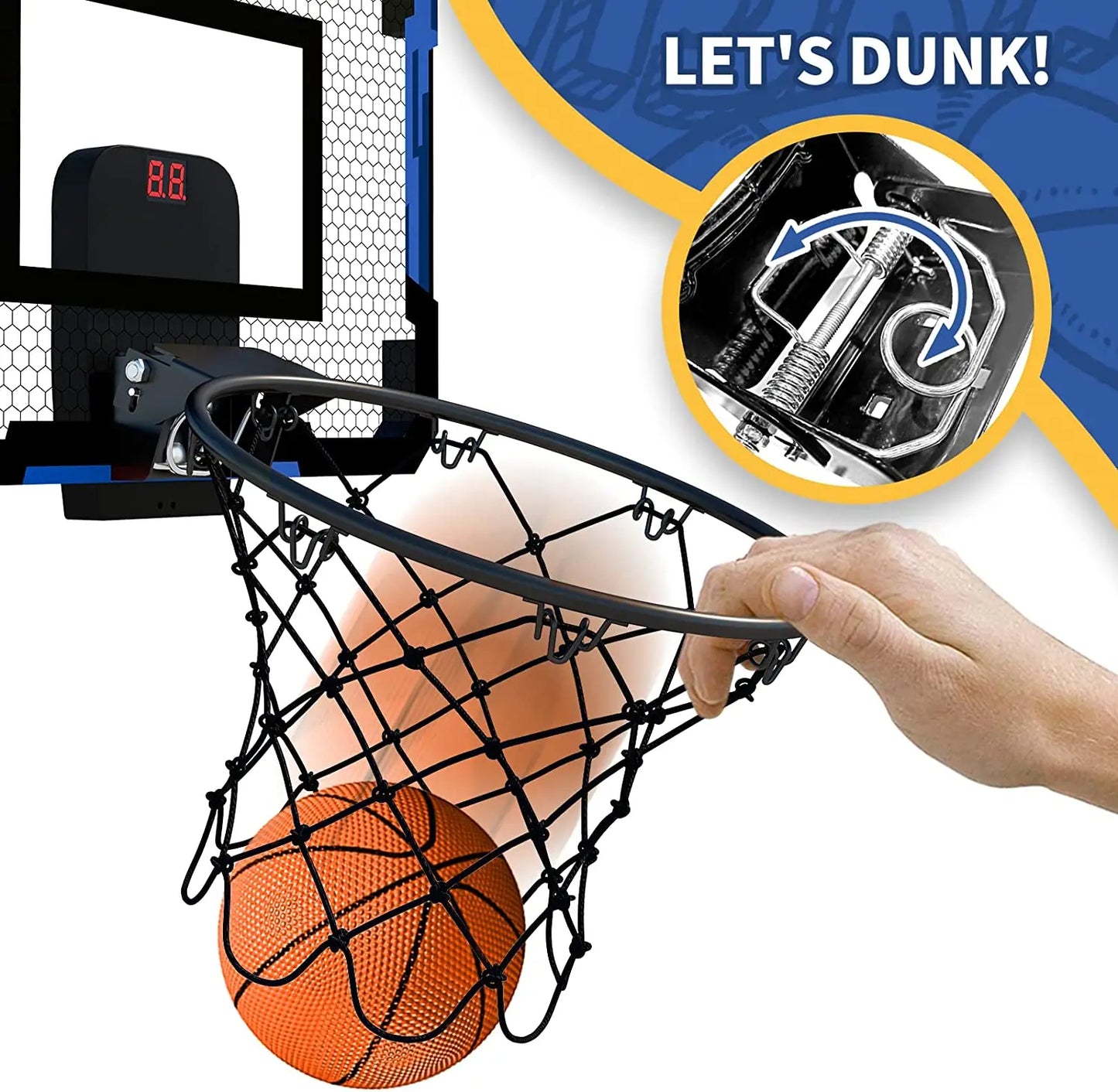 Collapsible Basketball Hoop Scoring Toy – Portable Indoor & Outdoor Play for Kids with Inflatable Basketballs