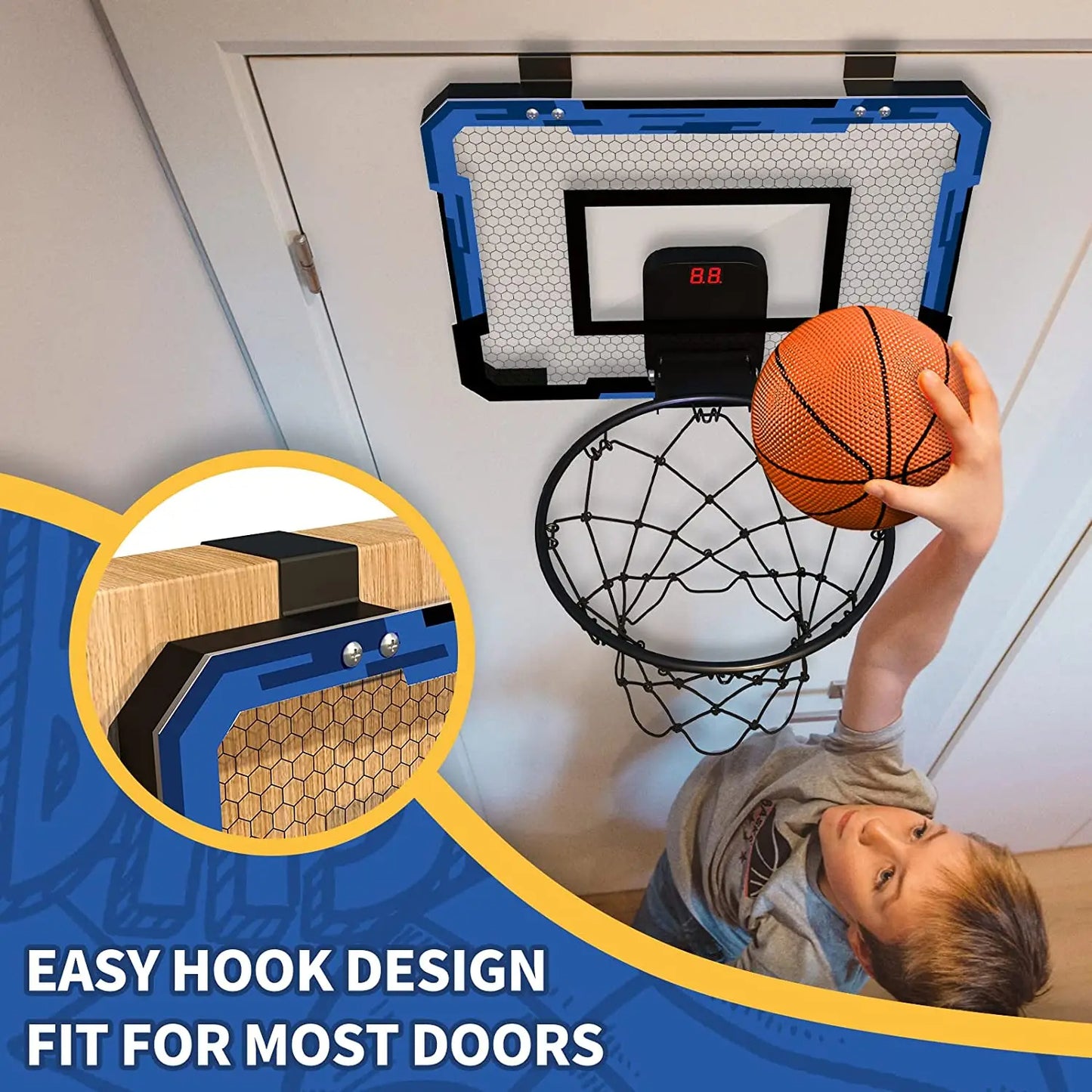 Collapsible Basketball Hoop Scoring Toy – Portable Indoor & Outdoor Play for Kids with Inflatable Basketballs