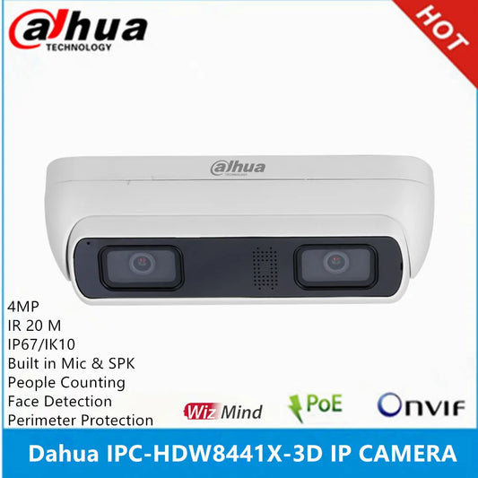 Dahua IPC-HDW8441X-3D 4MP IR Dual-Lens IP Camera with Built-in MIC & SPK, POE & WizMind Stereo Analysis