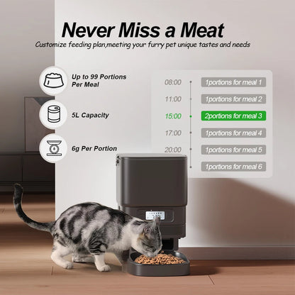 Furpipi Automatic Cat Feeder – Smart Control for Cats and Dogs, Stainless Steel Food Dispenser