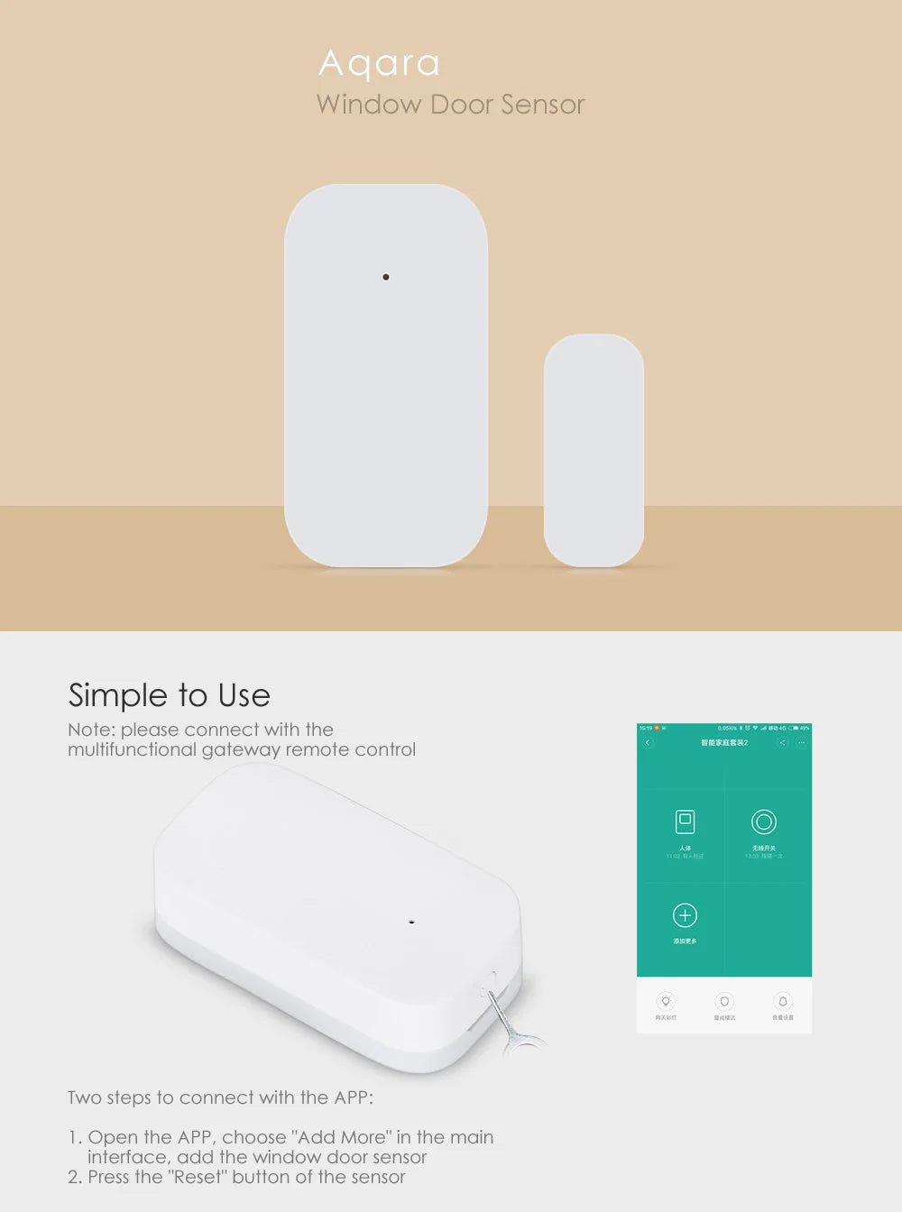 Aqara Mini Smart Door/Window Sensor | ZigBee Wireless, Apple HomeKit Compatible, Real-time Alerts