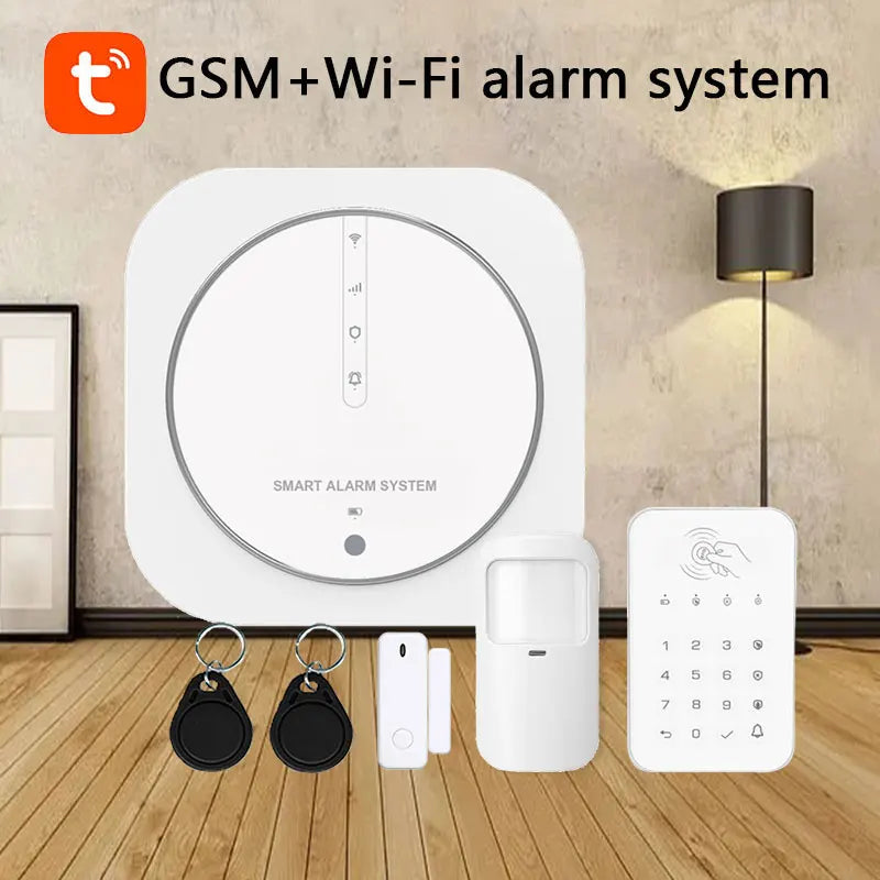 Tuya 433MHz Wireless WiFi GSM Home Security Alarm System with PIR Detector & Strobe Siren