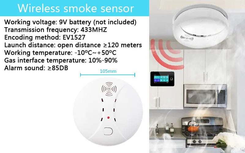 نظام إنذار أمان منزلي Tuya 433MHz لاسلكي WiFi GSM مع كاشف PIR وصافرة إنذار قوية