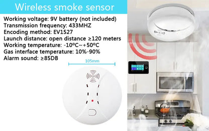 نظام إنذار أمان منزلي Tuya 433MHz لاسلكي WiFi GSM مع كاشف PIR وصافرة إنذار قوية