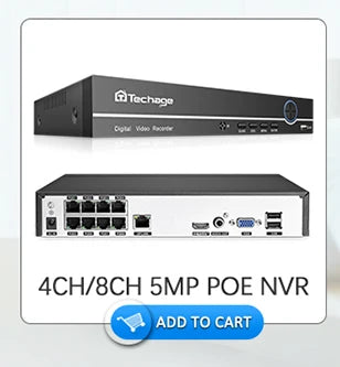 مجموعة Techage 32CH 5MP POE NVR – نظام أمان AI مع خاصية اكتشاف الوجه والصوت ثنائي الاتجاه