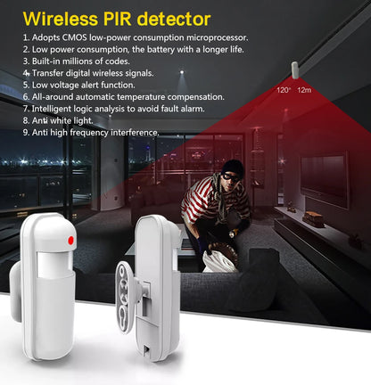 Home Burglar Security Alarm System Wireless Motion Sensor Detector Door Sensor Outdoor Siren Remote Control Work With Alarm Host