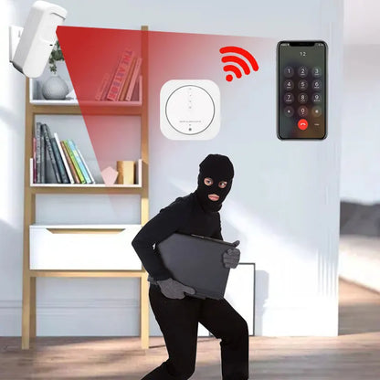 Tuya 433MHz Wireless WiFi GSM Home Security Alarm System with PIR Detector & Strobe Siren