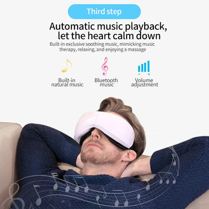 Eye Massager with Heat, Smart Airbag Vibration, Hot Compress, Music – Portable, Foldable Relaxation & Fatigue Relief