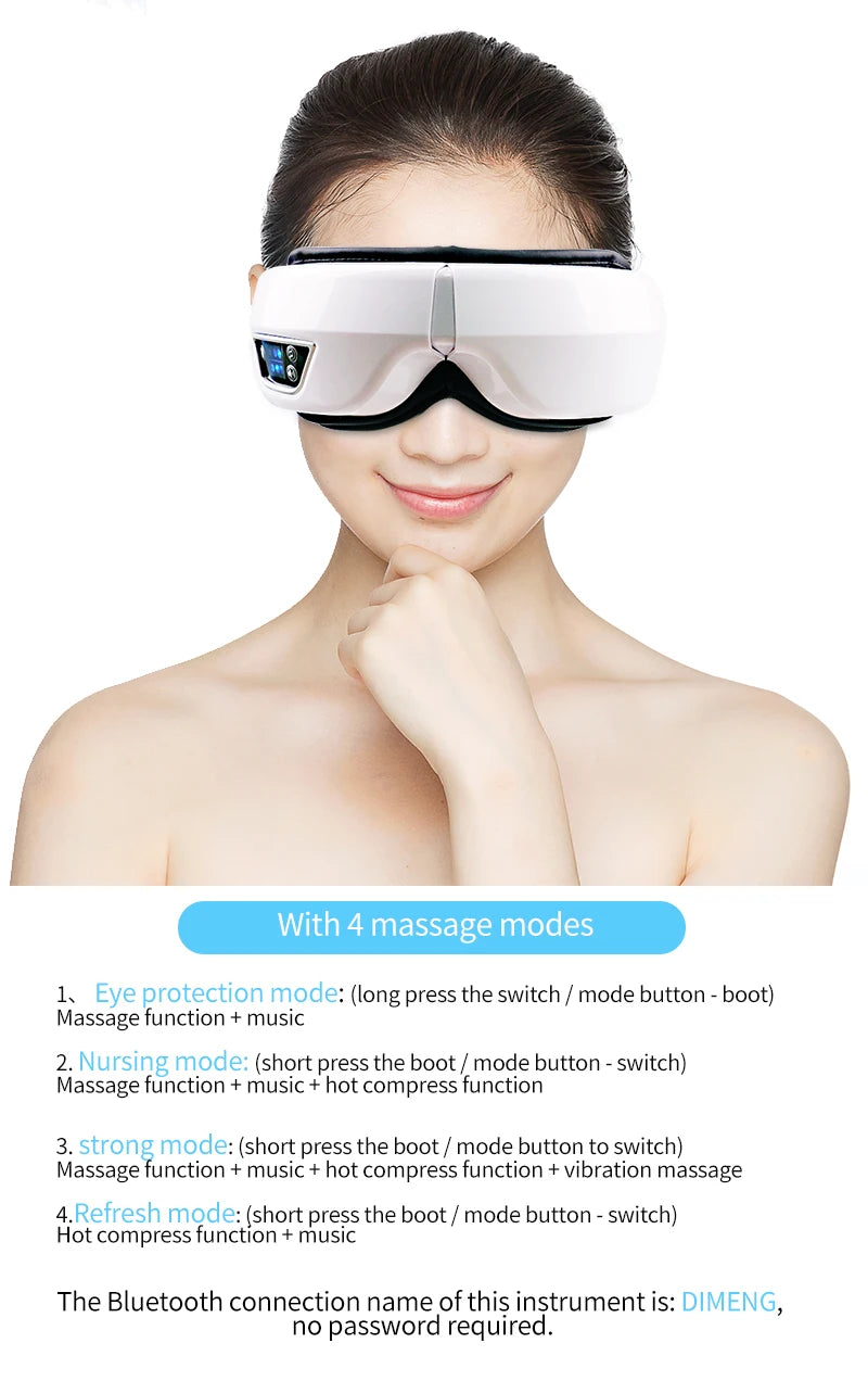 Eye Massager with Heat, Smart Airbag Vibration, Hot Compress, Music – Portable, Foldable Relaxation & Fatigue Relief