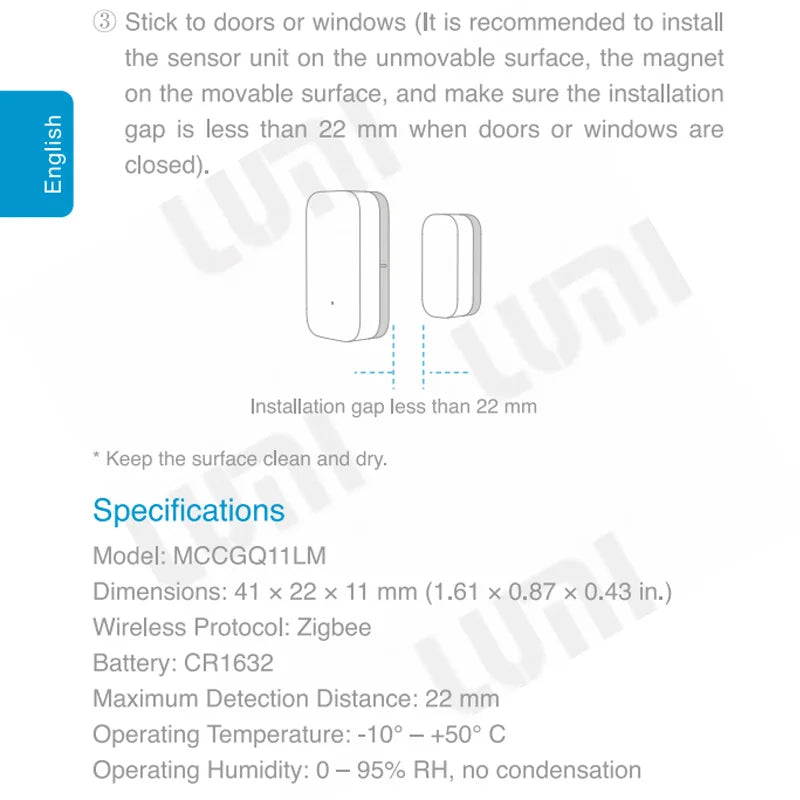 Aqara Mini Smart Door/Window Sensor | ZigBee Wireless, Apple HomeKit Compatible, Real-time Alerts