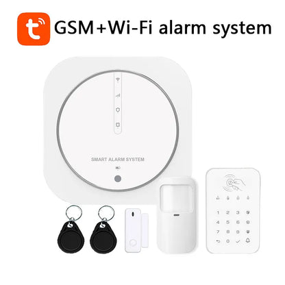 Tuya 433MHz Wireless WiFi GSM Home Security Alarm System with PIR Detector & Strobe Siren