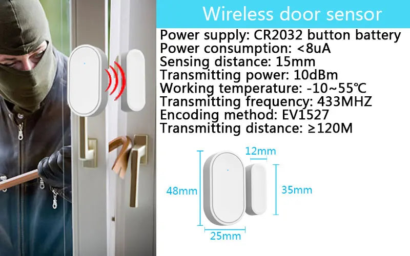 نظام إنذار أمان منزلي Tuya 433MHz لاسلكي WiFi GSM مع كاشف PIR وصافرة إنذار قوية