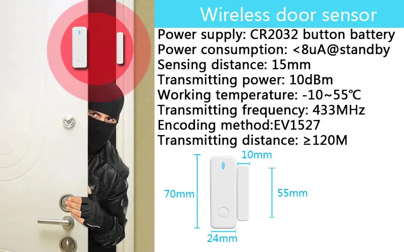 نظام إنذار أمان منزلي Tuya 433MHz لاسلكي WiFi GSM مع كاشف PIR وصافرة إنذار قوية