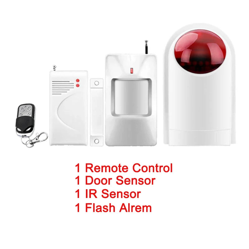 Beam IR Sensor Standalone Wireless Home Security Alarm System Kit with Motion Detector & Flash Siren Horn