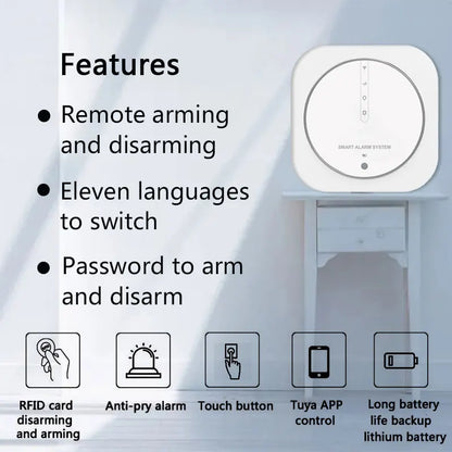 Tuya 433MHz Wireless WiFi GSM Home Security Alarm System with PIR Detector & Strobe Siren