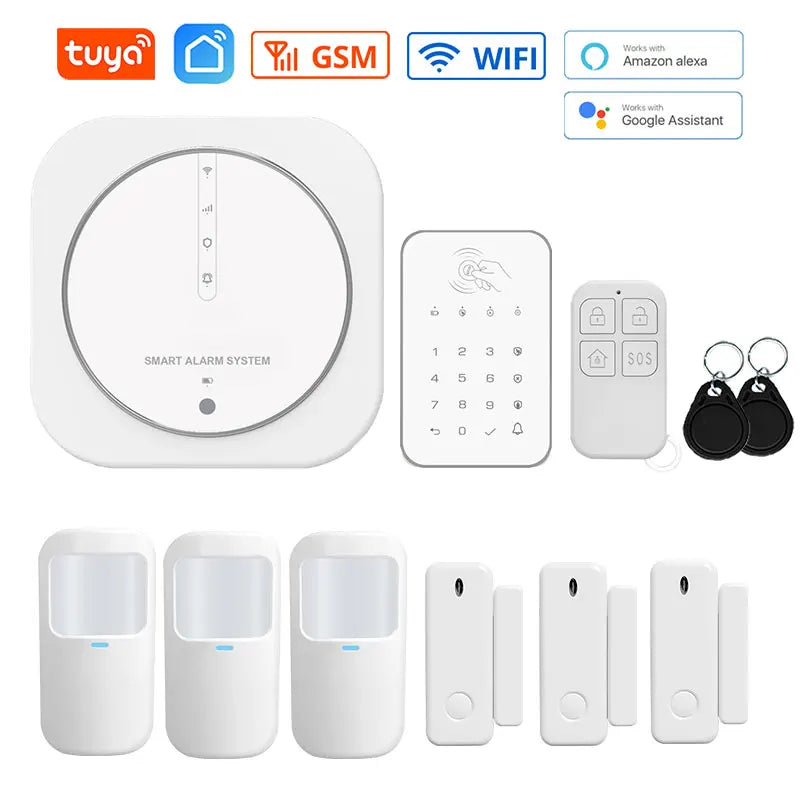 Tuya 433MHz Wireless WiFi GSM Home Security Alarm System with PIR Detector & Strobe Siren