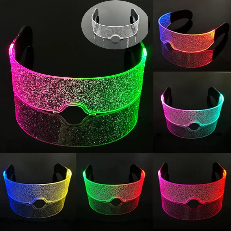 LED Visor Glasses – Light Up Cyberpunk Sunglasses for New Year, Robot Cosplay, and Parties