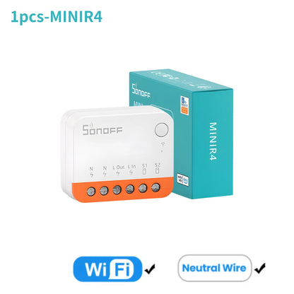 مفتاح SONOFF Mini R4/ZBMINI L2 الذكي Zigbee/Wi-Fi – تحكم ثنائي الاتجاه للمنزل الذكي، يعمل مع Alexa وGoogle Home وYandex Alice