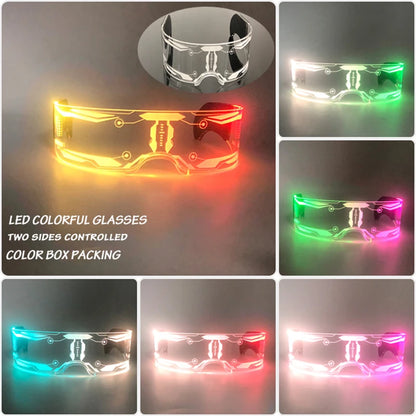 LED Visor Glasses – Light Up Cyberpunk Sunglasses for New Year, Robot Cosplay, and Parties