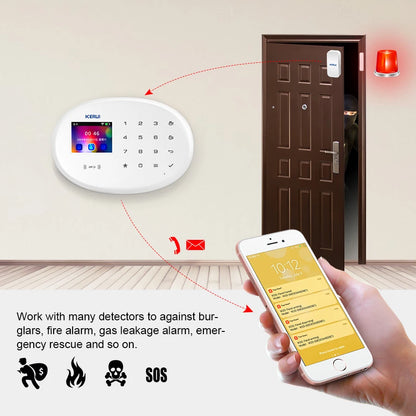 KERUI W202 Home Security Alarm Kit – WiFi GSM Alarm System, Tuya Smart Home, Door Sensor, Motion Detector, Protection, Remote Control