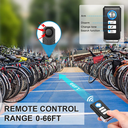 ELECTOP Bicycle Alarm – 113dB Anti-Theft Wireless Vibration with Remote Control