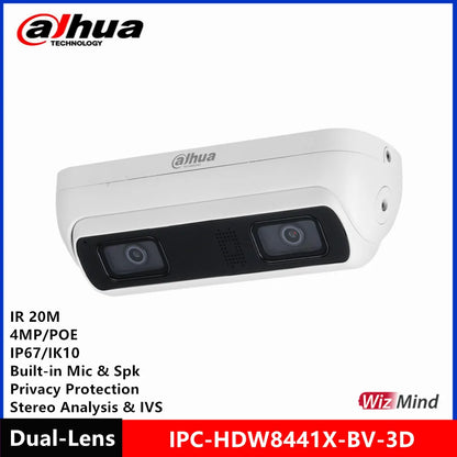 Dahua IPC-HDW8441X-3D 4MP IR Dual-Lens IP Camera with Built-in MIC & SPK, POE & WizMind Stereo Analysis