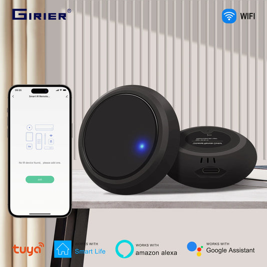 GIRIER Tuya Smart IR Remote Controller – Universal WiFi Infrared Blaster for AC, TV, DVD, STB, Works with Alexa & Google Home