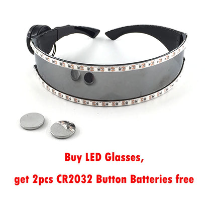 LED Visor Glasses – Light Up Cyberpunk Sunglasses for New Year, Robot Cosplay, and Parties