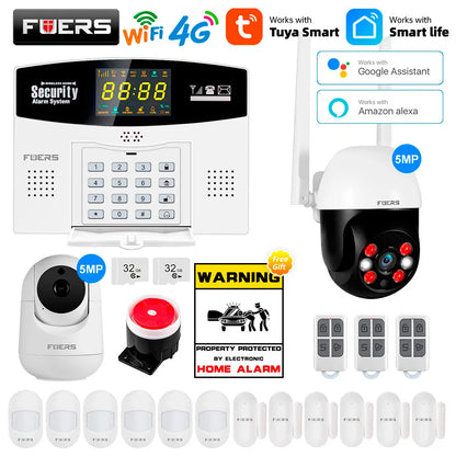 Fuers Tuya Smart WIFI 4G GSM Alarm System – Wireless Security with Motion Sensors, Alexa & Google Control