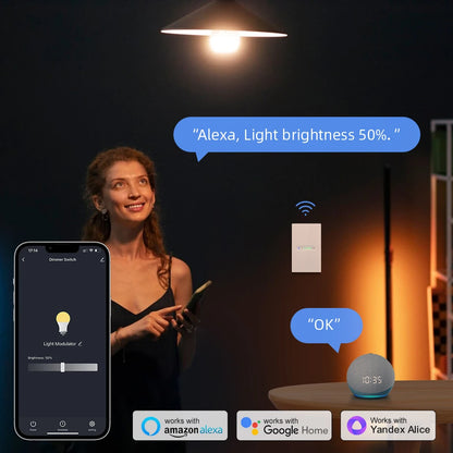 AVATTO Tuya 1/2 Gang Dimmer Light Switch WiFi Smart Dimmer Switch - Touch Panel, Remote Control, Alexa & Google Home Compatible