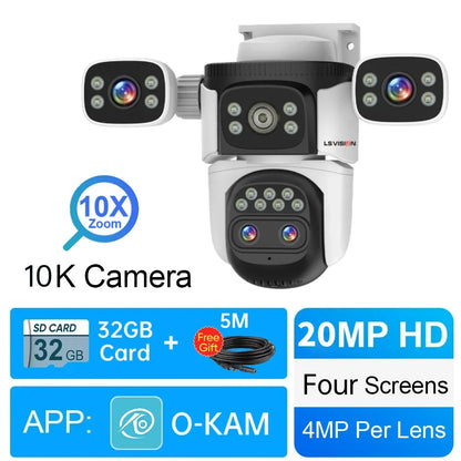 LS VISION 20MP Outdoor WiFi6 PTZ Camera with 10X Zoom, 720° Auto Tracking, IP66 Waterproof