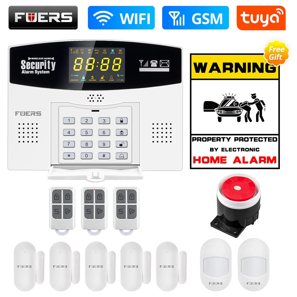 Fuers Tuya Smart WIFI 4G GSM Alarm System – Wireless Security with Motion Sensors, Alexa & Google Control