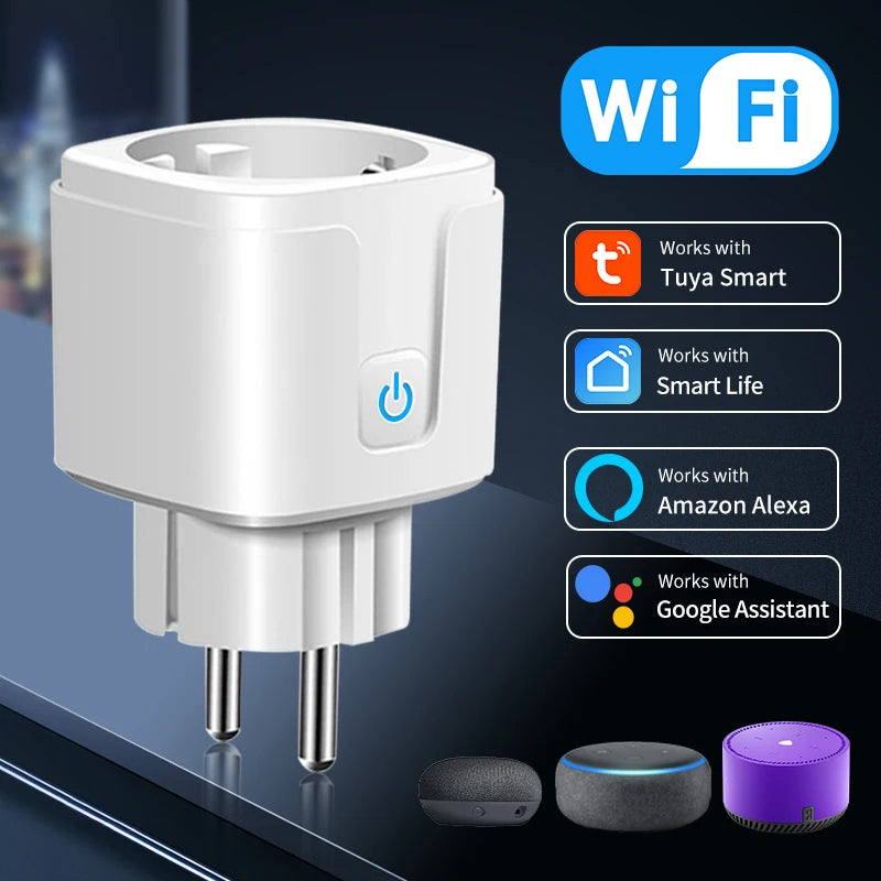 16A Tuya Smart Wi-Fi Socket EU Plug | Power Monitoring & Voice Control with Alexa & Google Home