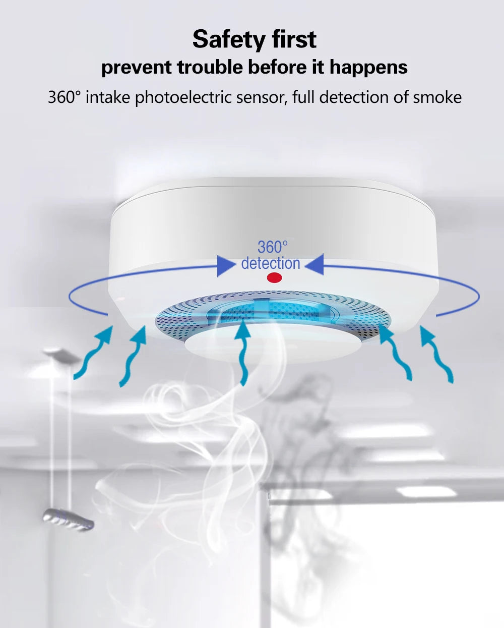 Tuya ZigBee WiFi Smoke Detector Sensor – 80DB Alarm, Fire Protection