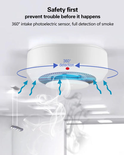 Tuya ZigBee WiFi Smoke Detector Sensor – 80DB Alarm, Fire Protection