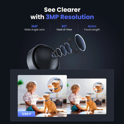 GIRIER Tuya WiFi Smart Security Camera – 3MP Indoor IP Camera with Pan Tilt, Motion Tracking, Two-way Talk, Works with Alexa