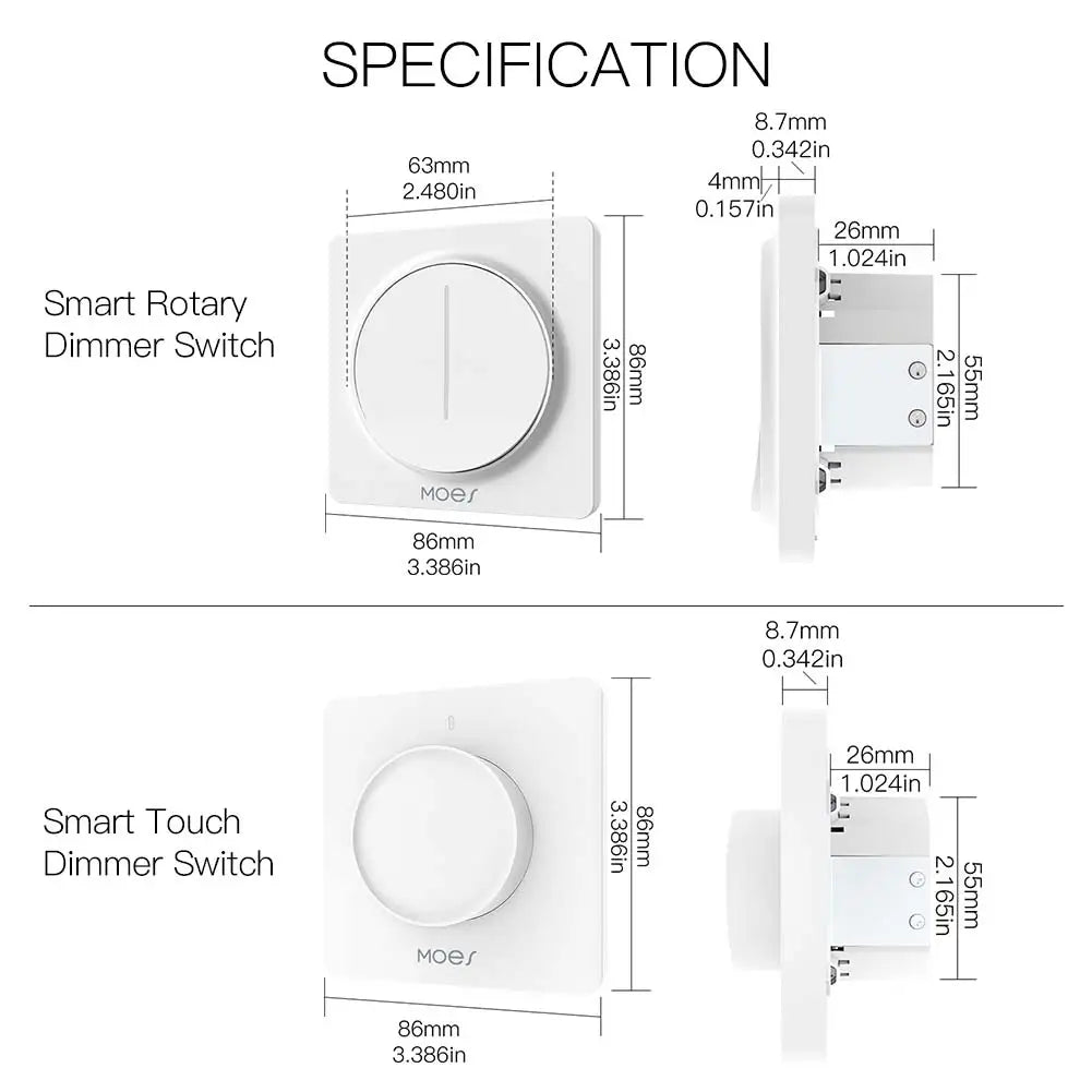 مفتاح تعتيم الإضاءة الذكي الجديد ZigBee دوار/لمسي يعمل مع تطبيق Smart Life/Tuya للتحكم عن بعد ويعمل مع Alexa ومساعدي Google Voice في الاتحاد الأوروبي