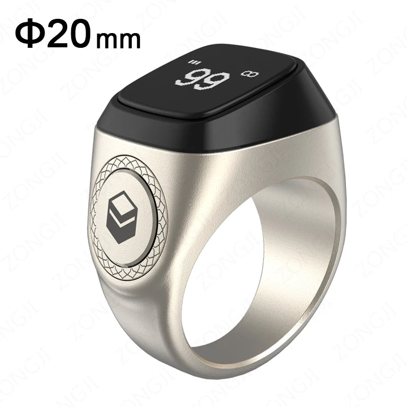 IQibla M02 Metal Alloy Tasbih Smart Ring for Muslims Tasbeeh Digital Zikr Counter 5 Prayer Time Reminder Bluetooth Waterproof