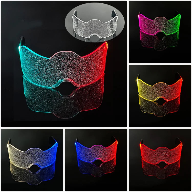 LED Visor Glasses – Light Up Cyberpunk Sunglasses for New Year, Robot Cosplay, and Parties