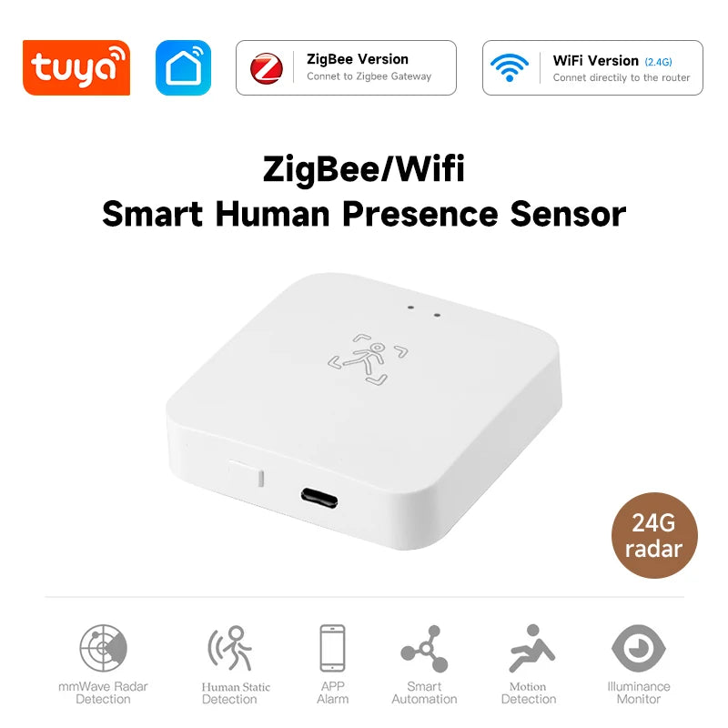 كاشف الوجود البشري Tuya WiFi Zigbee – كشف مسافة الرادار، مستشعر PIR ذكي للمساعد المنزلي