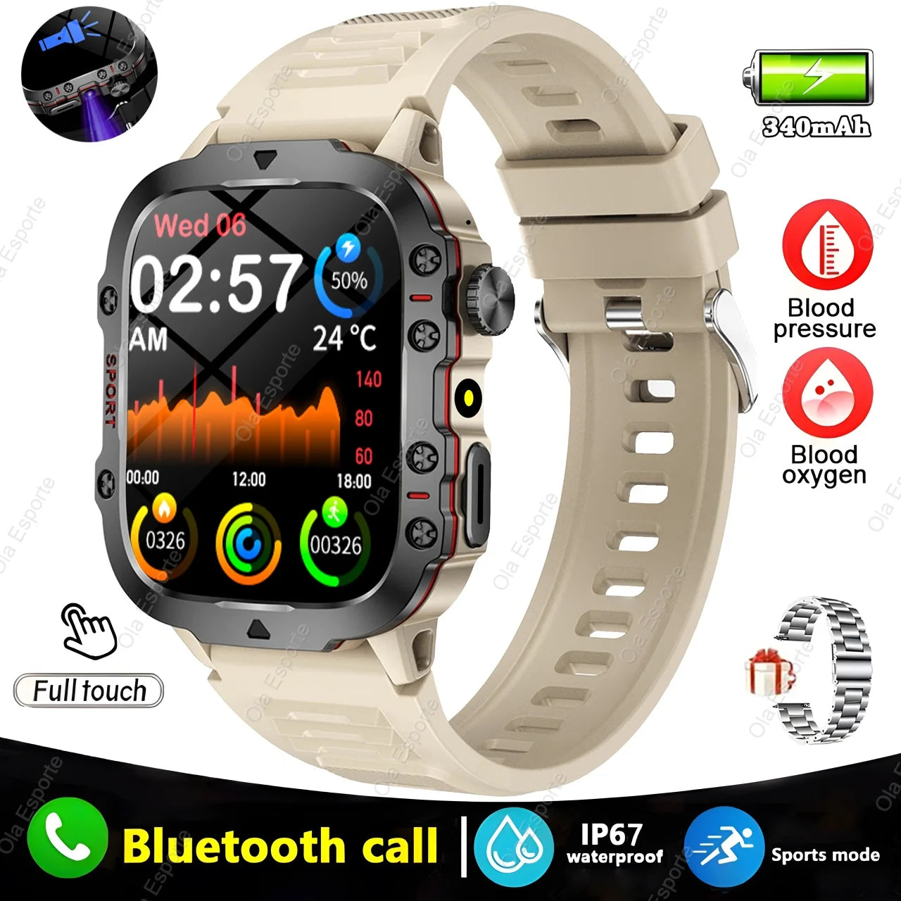 2025 Military Smart Watch for Men | IP68 Waterproof, 1.81" Screen, Fitness Tracker, BT Call, Outdoor Sports