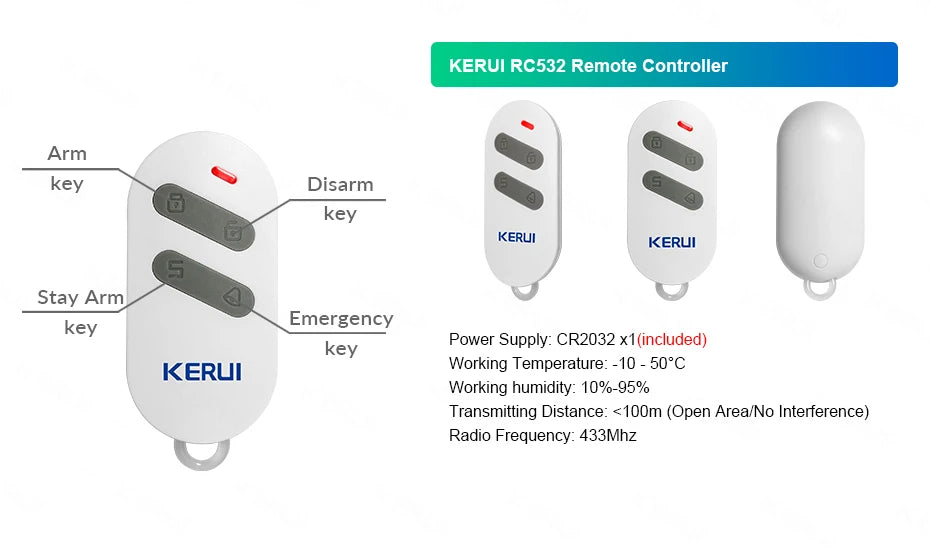 KERUI W202 Home Security Alarm Kit – WiFi GSM Alarm System, Tuya Smart Home, Door Sensor, Motion Detector, Protection, Remote Control