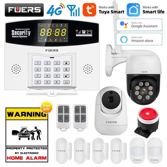 Fuers Tuya Smart WIFI 4G GSM Alarm System – Wireless Security with Motion Sensors, Alexa & Google Control