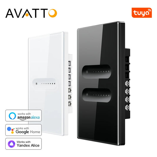 AVATTO Tuya 1/2 Gang Dimmer Light Switch WiFi Smart Dimmer Switch - Touch Panel, Remote Control, Alexa & Google Home Compatible