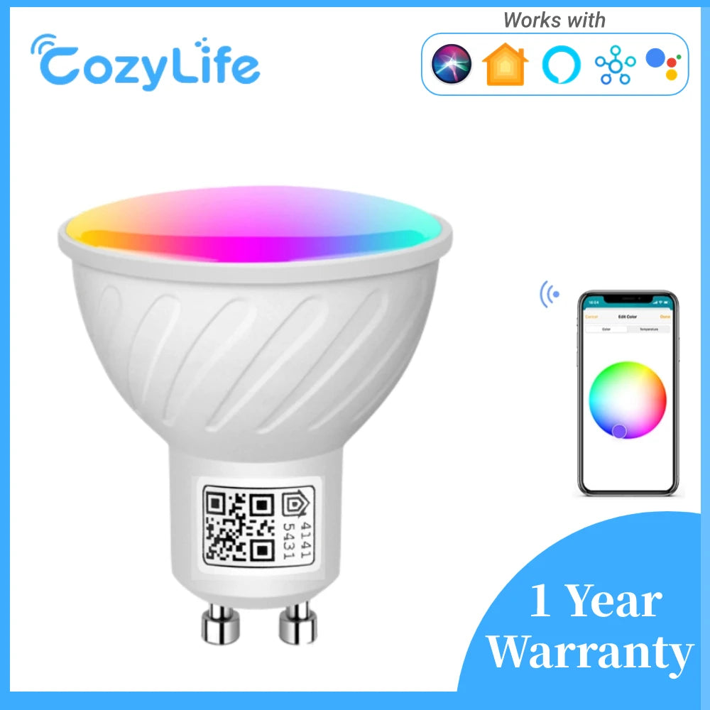 WiFi GU10 Smart Light Bulbs 5W, RGB+CW LED Track Light Bulb, Works with Apple HomeKit, Alexa & Google Assistant