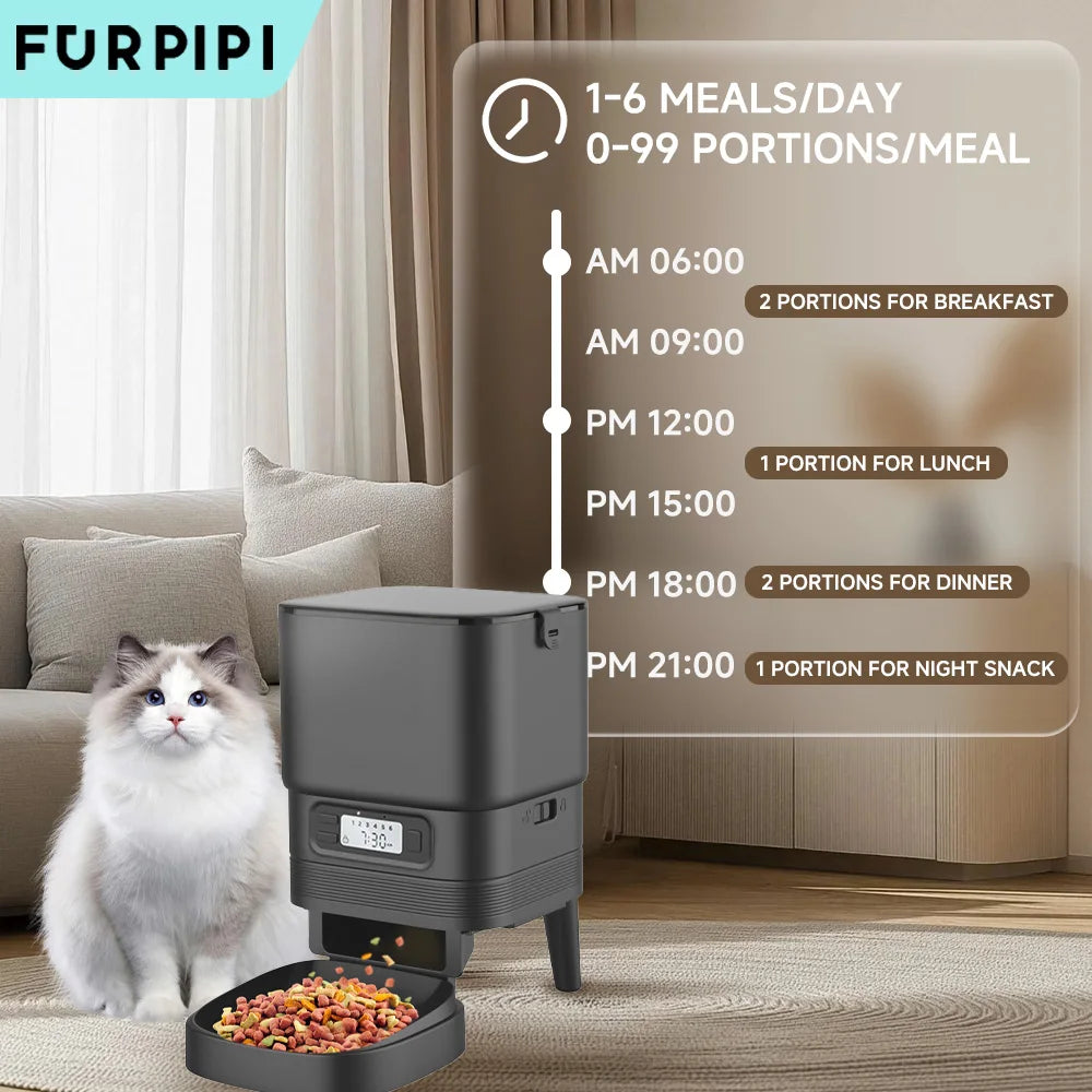 Furpipi Automatic Cat Feeder – Smart Control for Cats and Dogs, Stainless Steel Food Dispenser