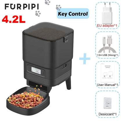 Furpipi Automatic Cat Feeder – Smart Control for Cats and Dogs, Stainless Steel Food Dispenser